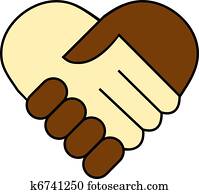hand shake between black and white