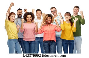 internationale, gesellschaft, von, glückliches lächeln, leute