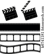 Movie clapper with film strips Movie clapper with film strips