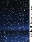 neve, é, queda, ligado, a, fundo