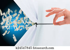 Pull white paper for show Money glow