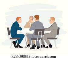 quatre, hommes affaires, négociations