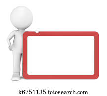 3d human character with a blank board for Copy Space. 3d human character with a blank board for Copy Space.