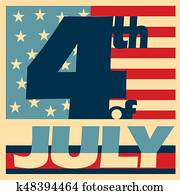 4. july, früher, plakat, design 4. july, früher, plakat, design