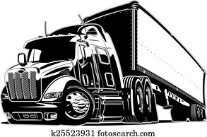 caricatura, semi carro