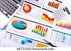 gráficos, gráficos, empresa / negocio, mesa.