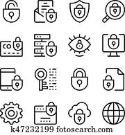 internet sicherheit, linie, heiligenbilder, set., modernes, graphischer entwurf, begriffe, einfache, aufrei?en, elemente, collection., vektor, linie, heiligenbilder internet sicherheit, linie, heiligenbilder, set., modernes, graphischer entwurf, begriffe, einfache, aufrei?en, elemente, collection., vektor, linie, heiligenbilder