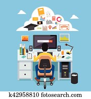 Online learning. e-learning, online education, distance learning, education, online course Online learning. e-learning, online education, distance learning, education, online course