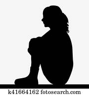 Silhouette of sad woman Silhouette of sad woman