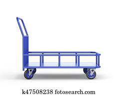 Transport cart. Industrial trolley. 3d illustration Transport cart. Industrial trolley. 3d illustration