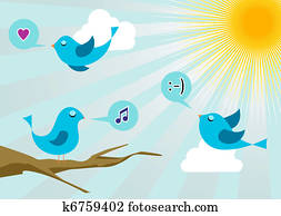 Twitter birds at social media sunrise Twitter birds at social media sunrise
