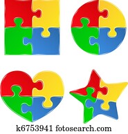 vektor, formen, von, puzzle, stücke vektor, formen, von, puzzle, stücke