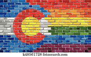 Brick Wall Colorado and Gay flags Brick Wall Colorado and Gay flags