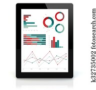 computadora personal tableta, financiero, gráficos