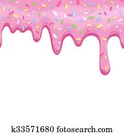 Dripping pink doughnut seamless vector glaze Dripping pink doughnut seamless vector glaze