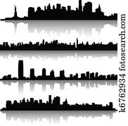 new york city, silhouetten new york city, silhouetten