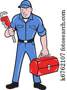 plumber repairman holding monkey wrench plumber repairman holding monkey wrench
