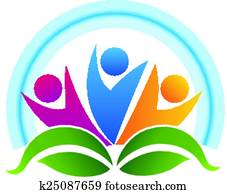 teamwork, mensen, vellen, logo