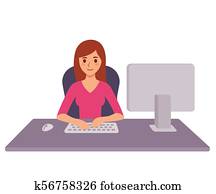 unternehmerin, an, bürotisch