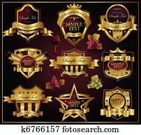 Vector golden labels: Wine and alco Vector golden labels: Wine and alco