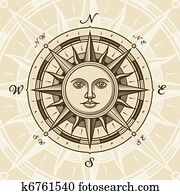 Vintage sun compass rose Vintage sun compass rose