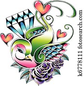 bird with diamond design bird with diamond design