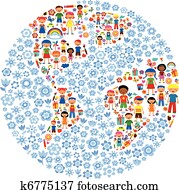 bolygó, közül, gyerekek, színes, vektor, ábra