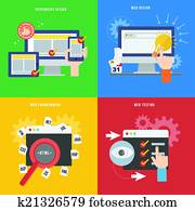 element, von, webentwicklung, begriff, symbol, in, flache, design element, von, webentwicklung, begriff, symbol, in, flache, design