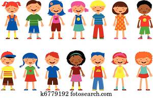 gosses, -, ensemble, de, mignon, illustrations, vecteur