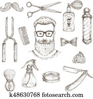 Hipster And Barber Elements Set Hipster And Barber Elements Set