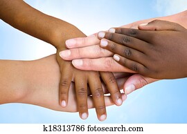 Human races joining hands.