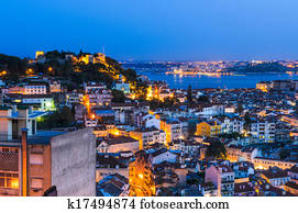 lisboa, cidade velha, à noite, portugal lisboa, cidade velha, à noite, portugal