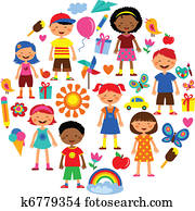 planet of kids, colorful vector illustration planet of kids, colorful vector illustration