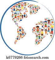 planète, de, gosses, coloré, vecteur, illustration