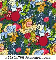Rosh Hashanah Jewish New Year seamless Rosh Hashanah Jewish New Year seamless