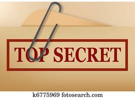secreto superior, carpeta, archivo, con, leve