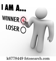 Will you choose I am a Winner or Loser? A man at a touch screen wall chooses the word Winner to symbolize his self confidence and belief that he can and will succeed Will you choose I am a Winner or Loser? A man at a touch screen wall chooses the word Winner to symbolize his self confidence and belief that he can and will succeed