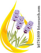 A drop of lavender essential oil. Vector illustration. A drop of lavender essential oil. Vector illustration.