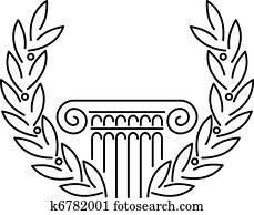 Antique Greek Column and Laurel