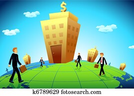 Business man going to Bank Business man going to Bank