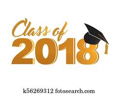 Class of 2018 golden sign Illustrator. design graphic