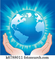 globe, in, handen