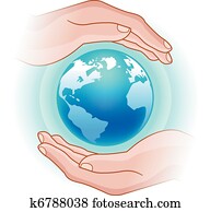 globe in hands