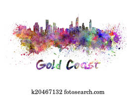 Gold Coast skyline in watercolor Gold Coast skyline in watercolor