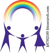 Happy family holding a rainbow in your hands. Happy family holding a rainbow in your hands.