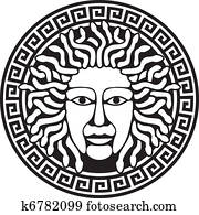 Illustration of Medusa Gorgon head with snake hair. Illustration of Medusa Gorgon head with snake hair.