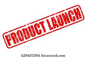 lanzamiento de producto, rojo, estampilla, texto