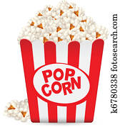 Popcorn in a striped tub Popcorn in a striped tub