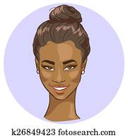 porträt, von, schön, schwarze frau