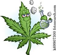 עלה של מריחואנה, ציור היתולי, אופי, לעשן, a, bong